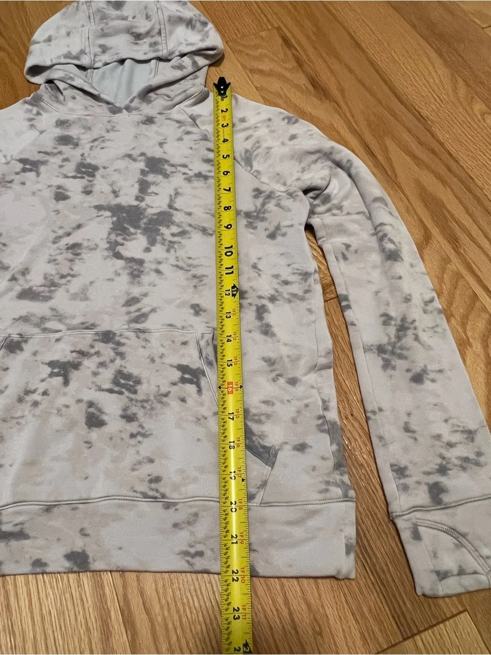 Athleta Girl In Your Element Gray and White Tie-Dye Hoodie
